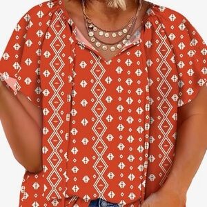 Trendy Geometric Rust Blouse